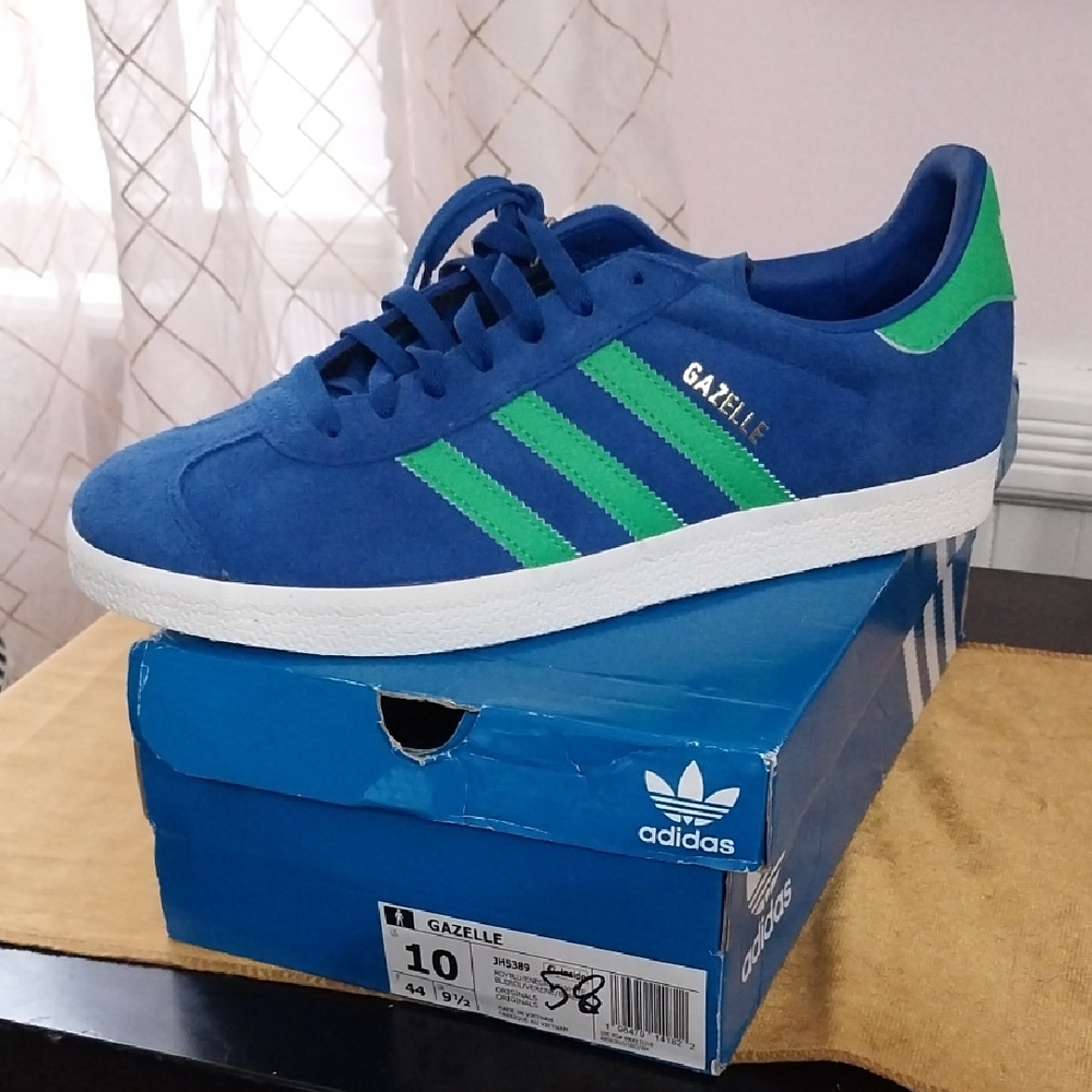 Adidas Gazelle Royal Blue with Green Stripes